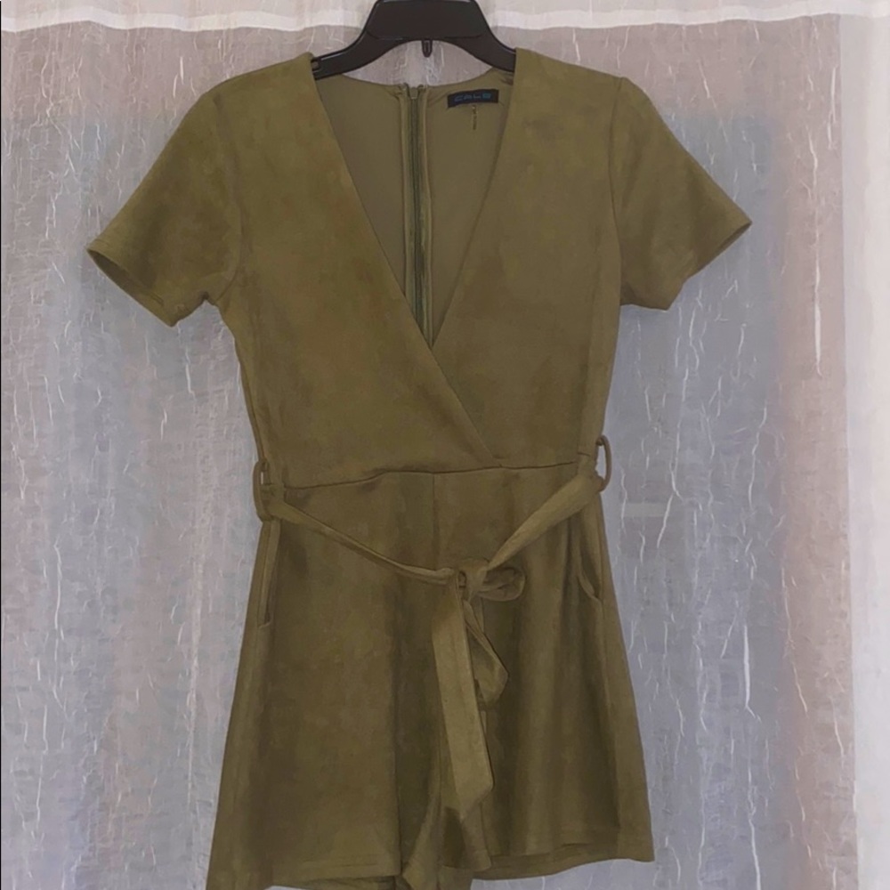 Olive Green Velvet Romper